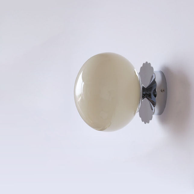 Modern Vintage Minimalist Round Iron Glass Wall Sconce Lamp 1-Light