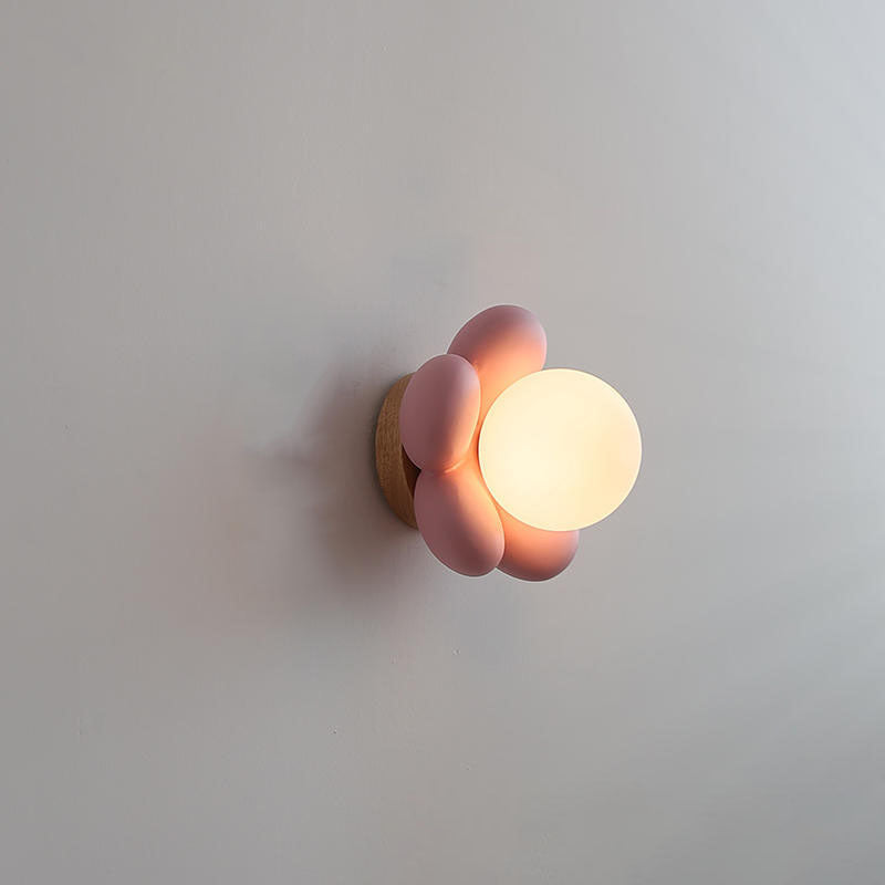 Modern Creative Flower Shape Glass Ceramic 1-Light Kids Wall Sconce Lamp Decorative Night Light for Children's Room Stylish Floral Design Nursery Wall Decor Energy-Efficient LED Compatible Adorable Kids Lighting Fixture Colorful Playroom Accent Lamp Ideal