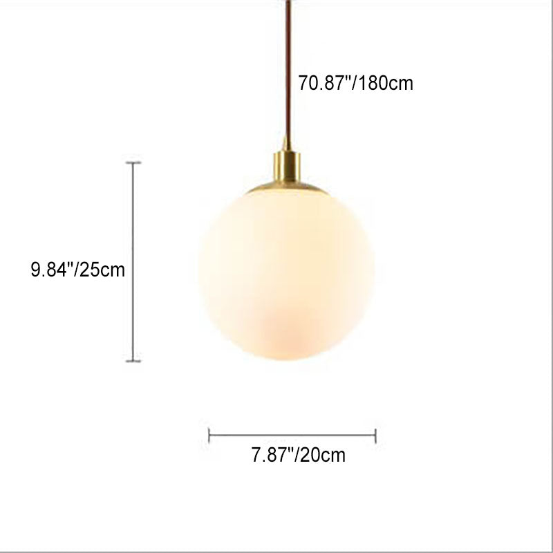 Contemporary Nordic Minimalist White Orb 1-Light Pendant for Bedroom