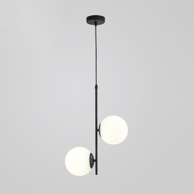 Modern Minimalist Iron Glass Round Ball Branch Chandelier 2-Light Living Room