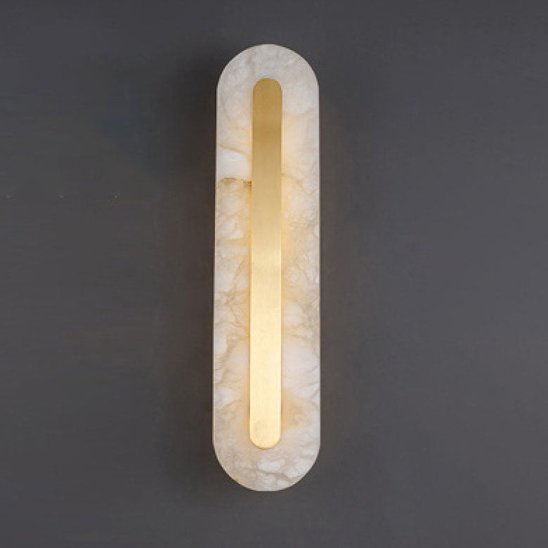 Light Luxury Brass Marble LED Wall Sconce - Oval Square Design