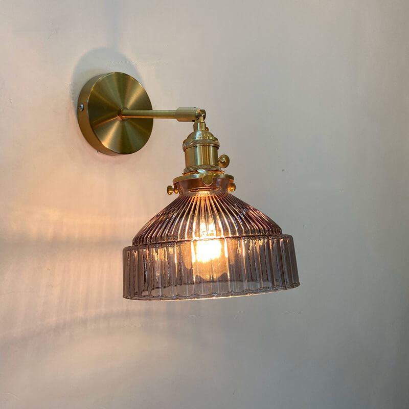 Nordic Dome Glass Shade Brass Wall Sconce 1-Light Lamp