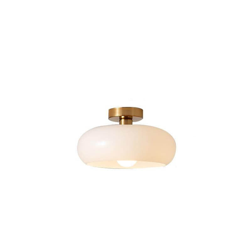 Modern Retro Solid Color Glass Pendant Light - Electroplated Copper Flush Mount 1-Light Fixture