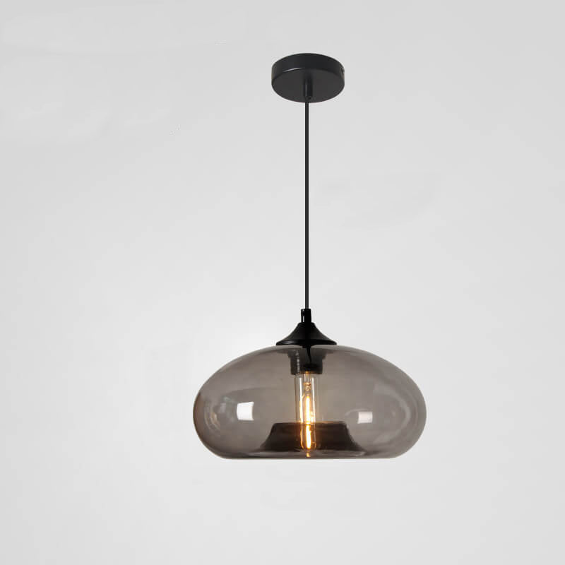 Colored Glass Oval 1-Light Pendant – Modern Lighting Fixture, Decorative Hang Light, Home Interior Design, Bohemian Style Decor