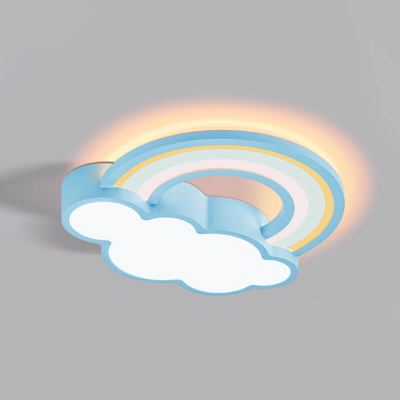 Childlike Cartoon Rainbow Cloud Design LED Flush Mount Light for Kids Room, Nursery Lighting, Ceiling Fixture, Colorful Kids Decor, Adorable Cloud Light, Energy-Efficient LED, Playful Rainbow Lamp, Children's Bedroom Illumination, Cute Cloud Ceiling Light