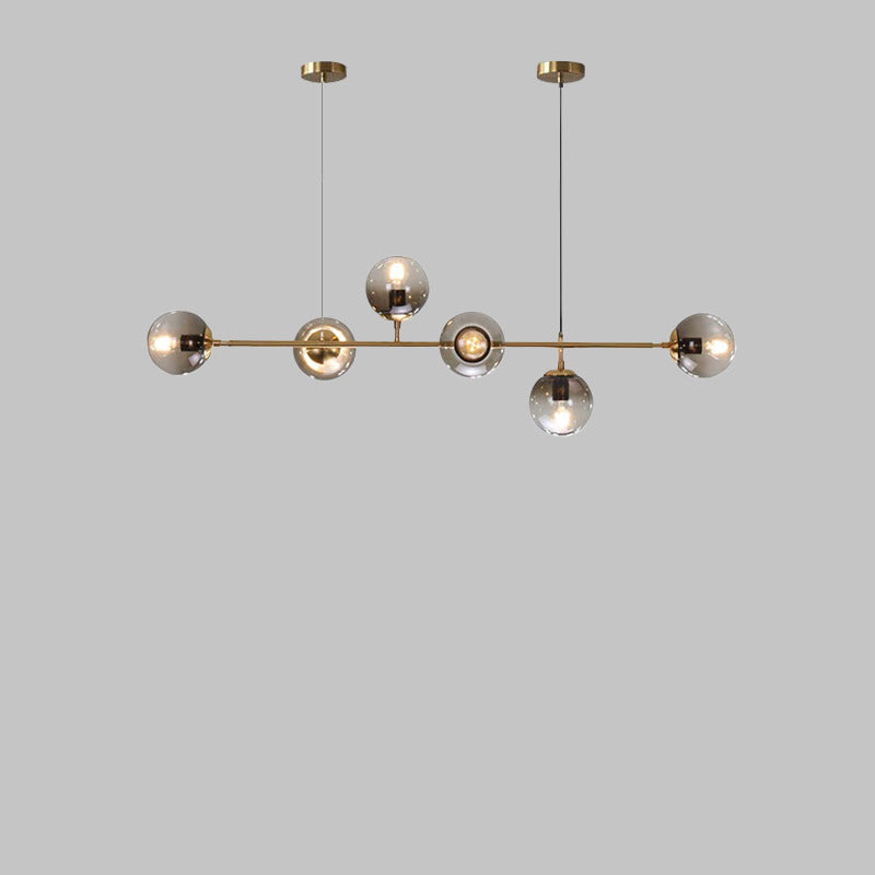 Modern Minimalist Round Globe 6-Light Chandelier - Glass Island Light Fixture