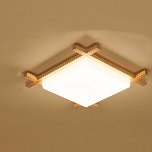 Traditional Japanese Wood Acrylic Tatami LED Ceiling Light for Bedroom