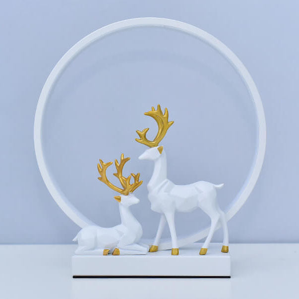 Contemporary Nordic Iron Acrylic Circle Deer USB Plug-in LED Night Light Table Lamp for Bedroom, Modern Decorative Lighting, Unique Home Decor, Soft Warm White Glow, Rechargeable Bedroom Lamp, Elegant Nightstand Light, Creative Gift for Kids and Adults, S