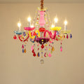 Traditional European 6-Light Glass Crystal Metal Fabric Chandeliers for Living Room
