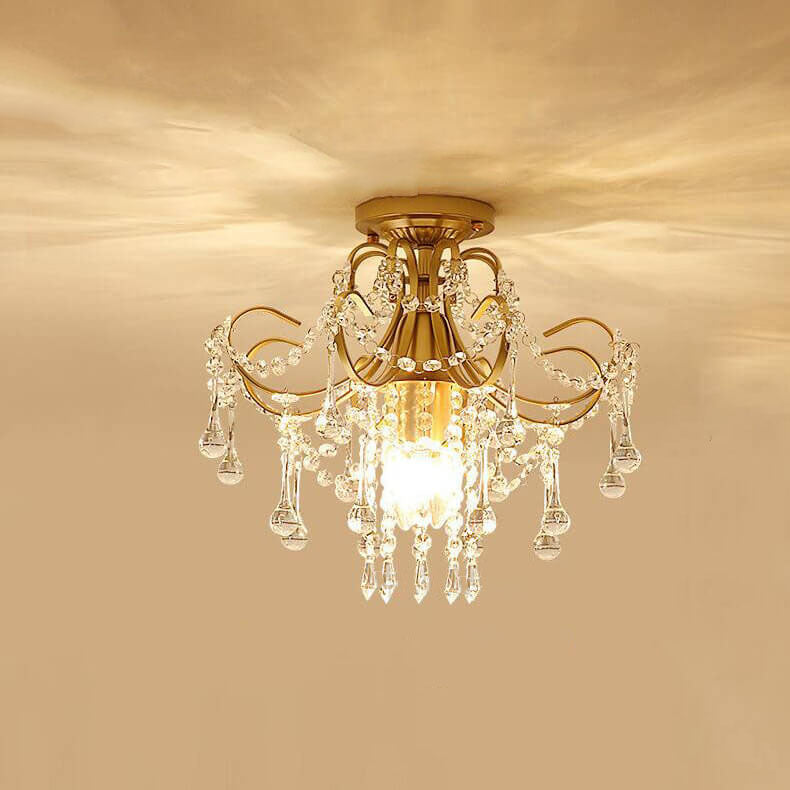 Modern Crystal Flower Semi-Flush Mount Ceiling Light, 1/3-Light Design, Elegant Home Lighting
