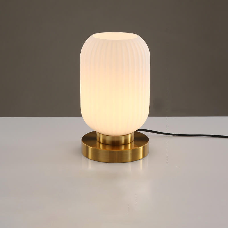 Nordic Striped Glass Oval Table Lamp - 1-Light Modern Accent Lighting