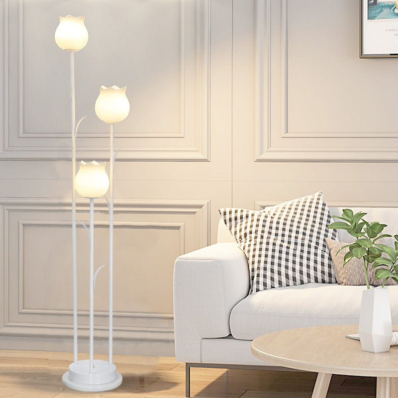 Contemporary Scandinavian 3-Light Floor Lamp - Iron & Glass for Living Room