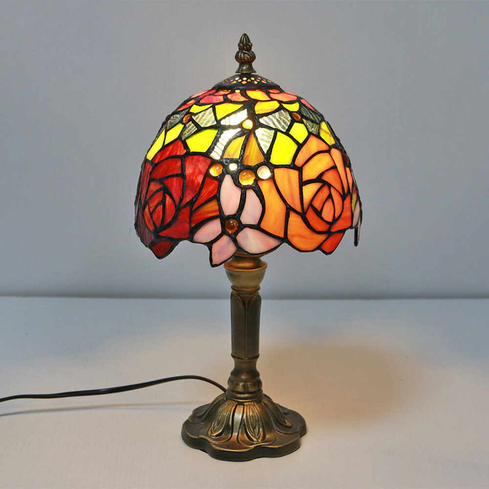 Vintage Tiffany Animal Flower Decoration Stained Glass Dome 1-Light Table Lamp, Tiffany Style Lighting, Stained Glass Lamp, Animal Design Table Lamp, Vintage Home Decor, Decorative Lighting, Unique Gift Idea, Elegant Lamp for Living Room, Antique-Inspired