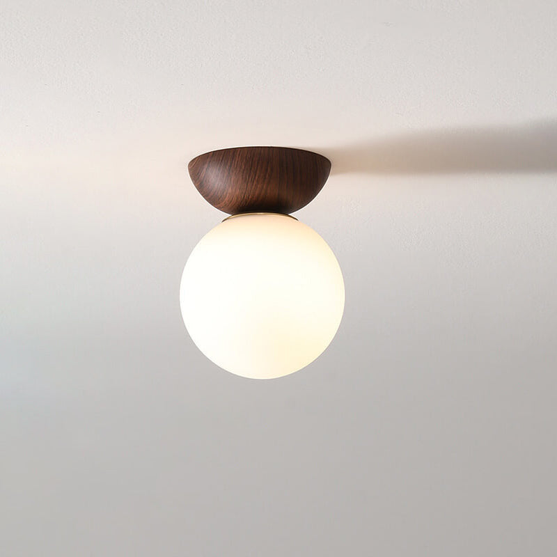 Modern Minimalist Glass Iron Orb Semi-Flush Pendant Light for Living Room