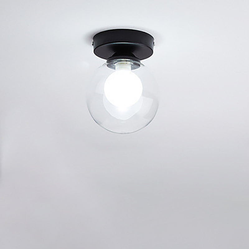 Modern Minimalist Glass Round Ball Semi-Flush Mount Ceiling Light for Hallway