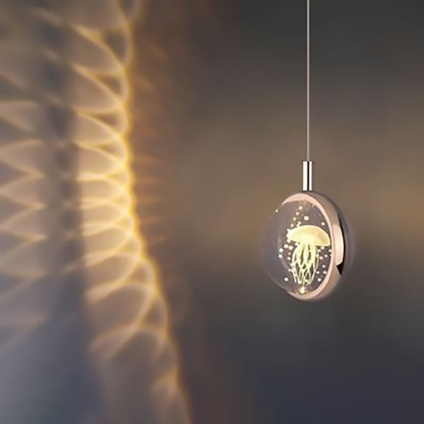 Modern Minimalist Aluminum Crystal LED Pendant Light for Bedroom