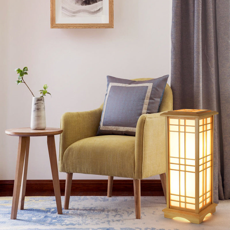 Traditional Japanese Wood Acrylic Floor Lamp - 1/2/3 Light Design for Bedroom