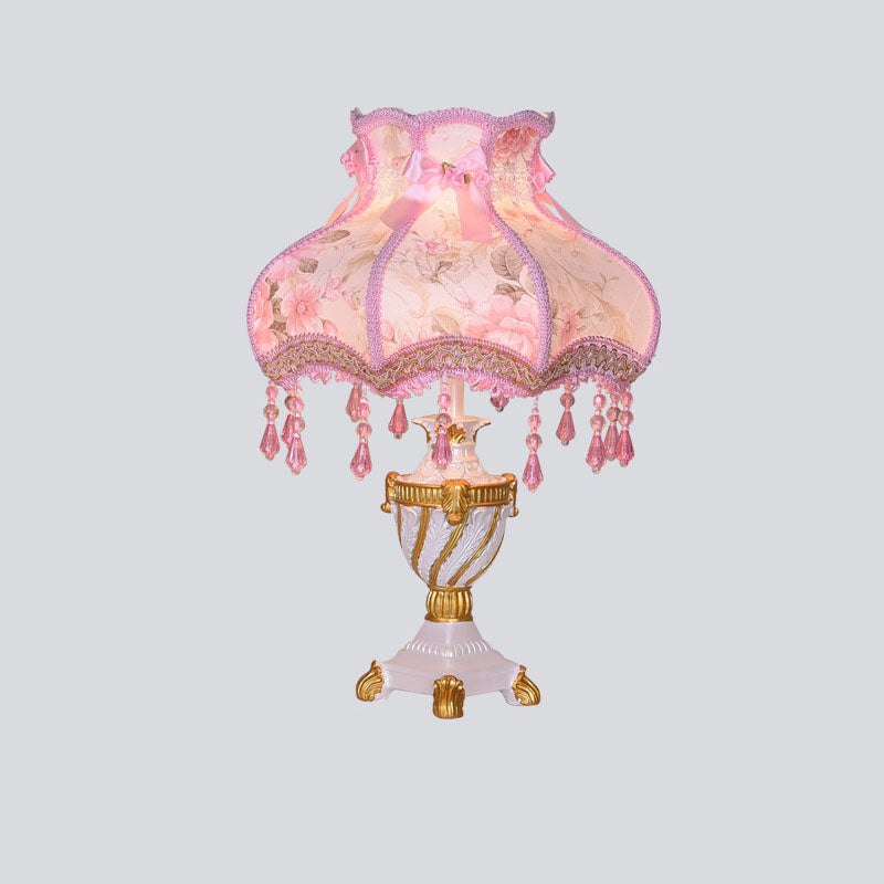 European Luxury Fabric Lace Resin 1-Light Table Lamp - Elegant Home Decor, Designer Lighting, Vintage Style Accent Lamp, Luxurious Bedroom Lighting, Chic Living Room Decor, Stylish Table Light, Decorative Resin Lamp, Unique Fabric Design, Modern Interior