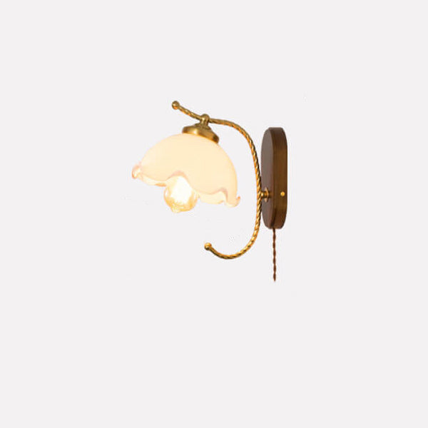 French Vintage Cream Glass Petal Wall Sconce Lamp - Elegant Lighting, 1-Light Fixture, Art Deco Design, Home Decor, Bedroom or Living Room Accent