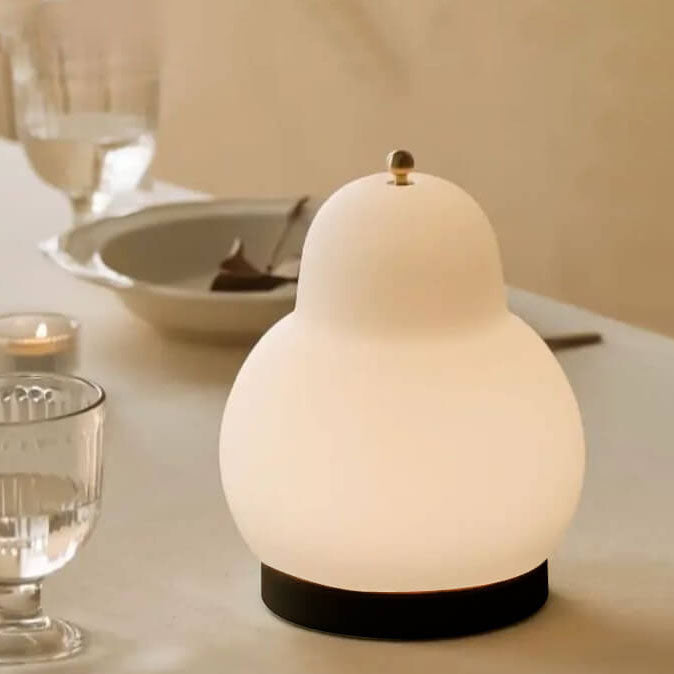 Traditional French Cream Pear Shape LED Touch Table Lamp Rechargeable for Bedroom