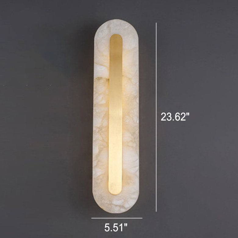 Light Luxury Brass Marble LED Wall Sconce - Oval Square Design