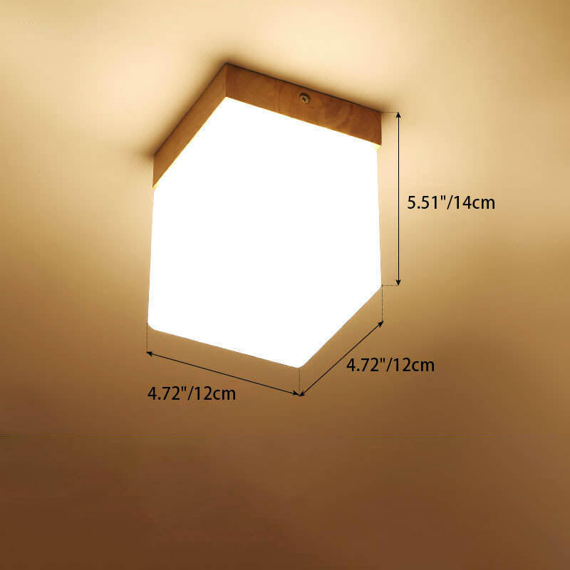 Modern Nordic Minimalist Wood Circular Square Semi-Flush Mount Ceiling Light