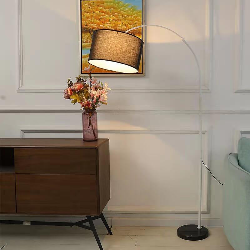 Nordic Fabric Column Shade Fishing Rod Floor Lamp - 1-Light Standing Design, Modern Home Lighting, Creative Decor, Adjustable Floor Lamp for Living Room & Bedroom