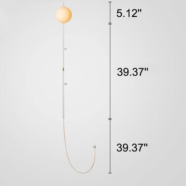 Minimalist Long Pole Glass Globe Wall Sconce Lamp – Modern Lighting Fixture for Home Decor