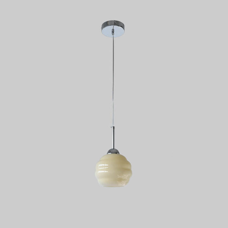 Vintage French Glass Round Tart Pendant Light - 1-Light Elegance