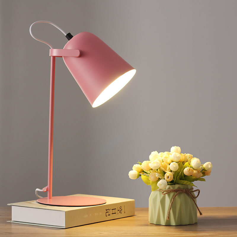 Nordic Macaron Color Iron Bucket Table Lamp 1-Light Design