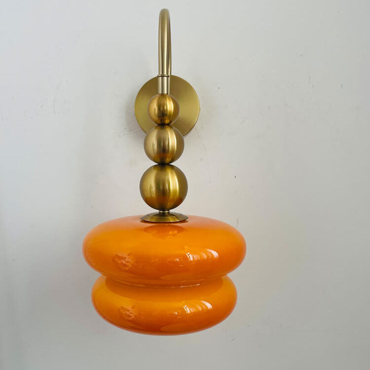 Macaron Cream Gourd Glass Shade Wall Sconce - 1-Light Elegant Design Lamp for Modern Decor, Stylish Lighting Fixture, Artisanal Home Accent