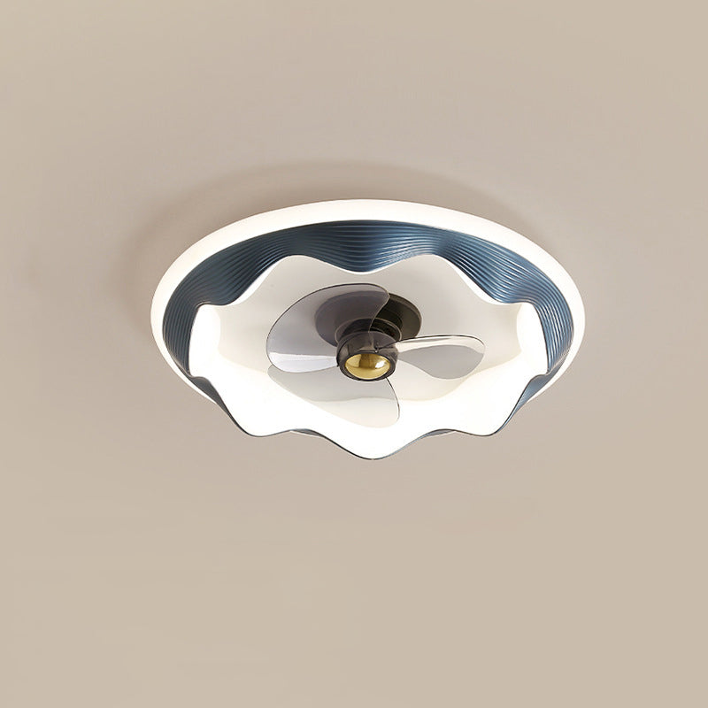 Modern Round Wave LED Ceiling Fan Light - Flush Mount Design, Energy Efficient, Interior Lighting, Stylish Home Decor, Contemporary Ceiling Fixture