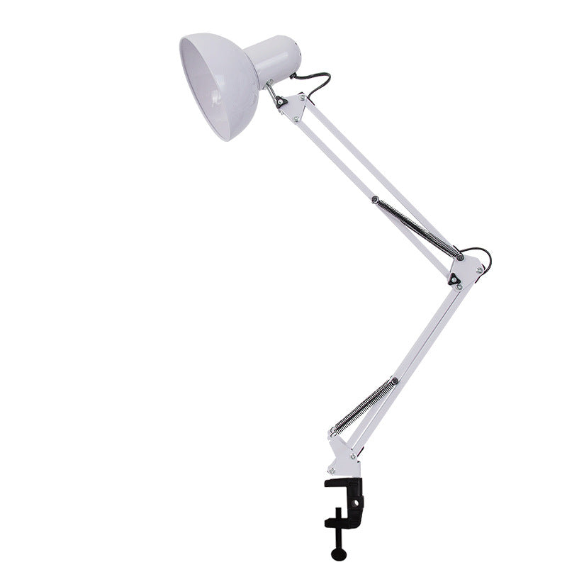 Modern Minimalist Retractable Long Arm Clip Iron ABS 1-Light Table Lamp for Bedroom, Adjustable Desk Lamp, Sleek Bedside Lighting, USB Rechargeable Clip-on Light, Contemporary Workspace Lamp, Versatile Task Lighting for Home Office, Compact Study Lamp for