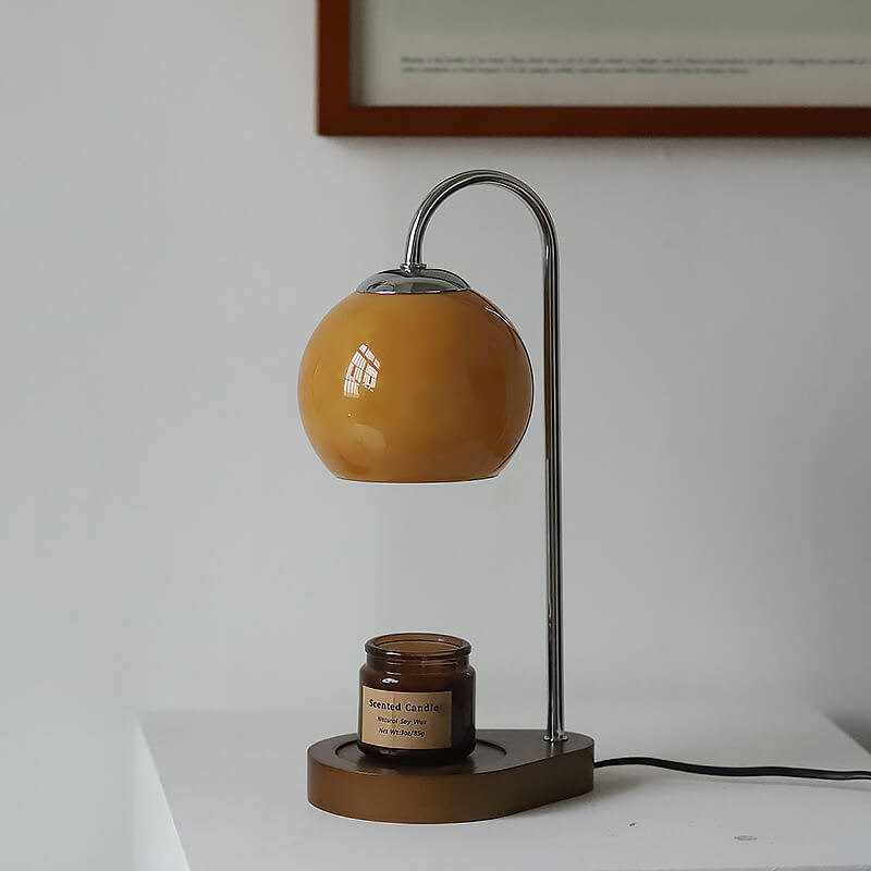 Modern Solid Wood Candle Spherical 1-Light Melting Wax Table Lamp, Rustic Home Decor Lamp, Contemporary Design Lighting, Elegant Bedroom Accent Lamp, Warm Candlelight Table Lamp, Handmade Wooden Lamp, Unique Gift for Home Decor, Eco-Friendly Light Fixture