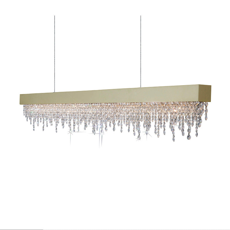 Contemporary Luxury Rectangular Stainless Steel Crystal LED Chandelier for Dining Room
