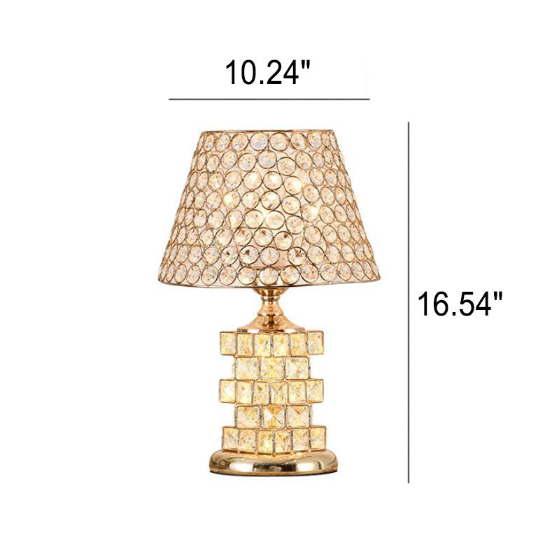Nordic Luxury Crystal Cone Table Lamp - Modern 1-Light Design, Elegant Home Décor, LED Compatible, Stylish Accent Lighting