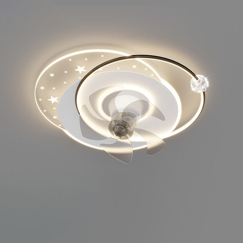Contemporary Iron Acrylic LED Round Square Ceiling Fan Light for Bedroom