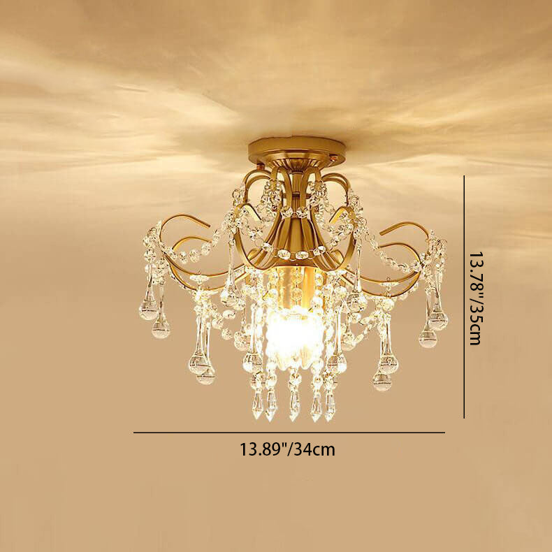 Modern Crystal Flower Semi-Flush Mount Ceiling Light, 1/3-Light Design, Elegant Home Lighting
