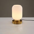 Nordic Striped Glass Oval Design 1-Light Table Lamp, Modern Home Lighting, Scandinavian Style Accent Lamp, Decorative Desk Light for Living Room, Bedroom Nightstand, Unique Interior Decor, Stylish and Elegant Illumination