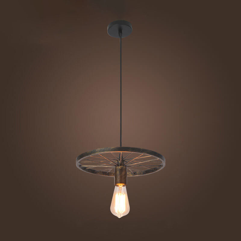 Industrial Wrought Iron Wheels Chandelier - 1/3/6 Light Vintage Lighting Fixture

Elevate your space with this stunning industrial chandelier featuring wrought iron wheels. Perfect for dining rooms, living areas, or entryways, this versatile fixture is av