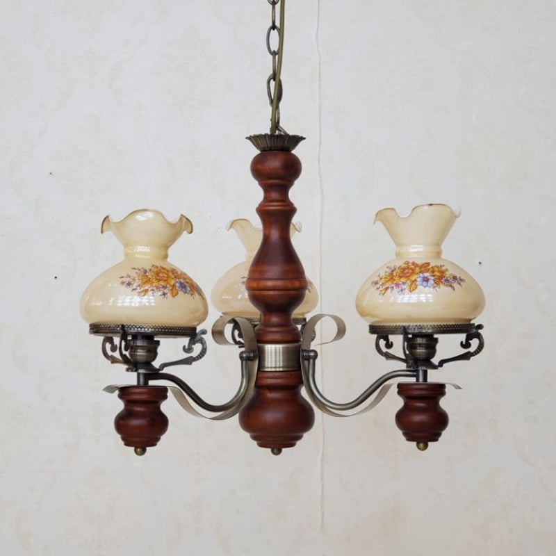 Rustic Iron & Wood 3-Light Candelabra Chandelier for Living Room Decor