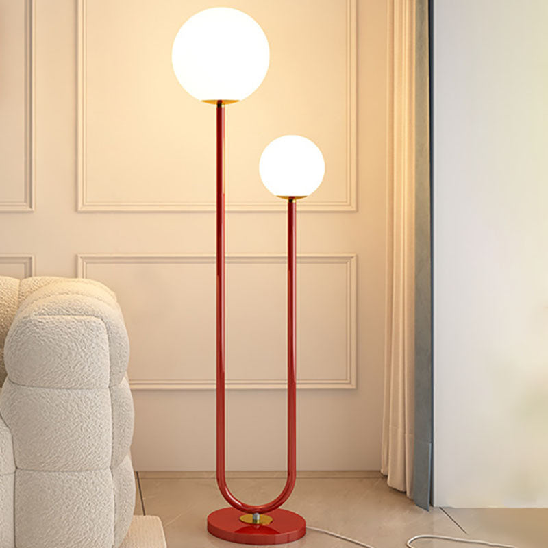 Modern Minimalist 2-Light Round Ball Iron Glass Floor Lamp for Bedroom