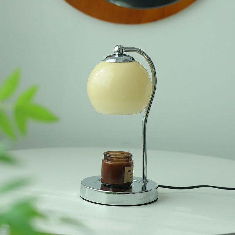 Modern Minimalist Orb Iron Glass 1-Light Melting Wax Table Lamp for Bedroom, Contemporary Nightstand Lighting, Elegant Home Decor, Stylish Desk Lamp, Unique Wax Design, Warm Lighting Fixture, Modern Bedroom Accessories, Artistic Table Lighting, Perfect Gi