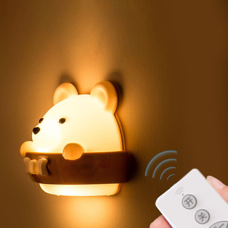 Creative Cartoon ABS Bear LED Night Light Wall Sconce Lamp for Kids Room, Cute Bear Design Nursery Light, Adjustable Brightness, Battery Operated Decorative Wall Lamp, Child-Friendly Nightlight for Boys and Girls