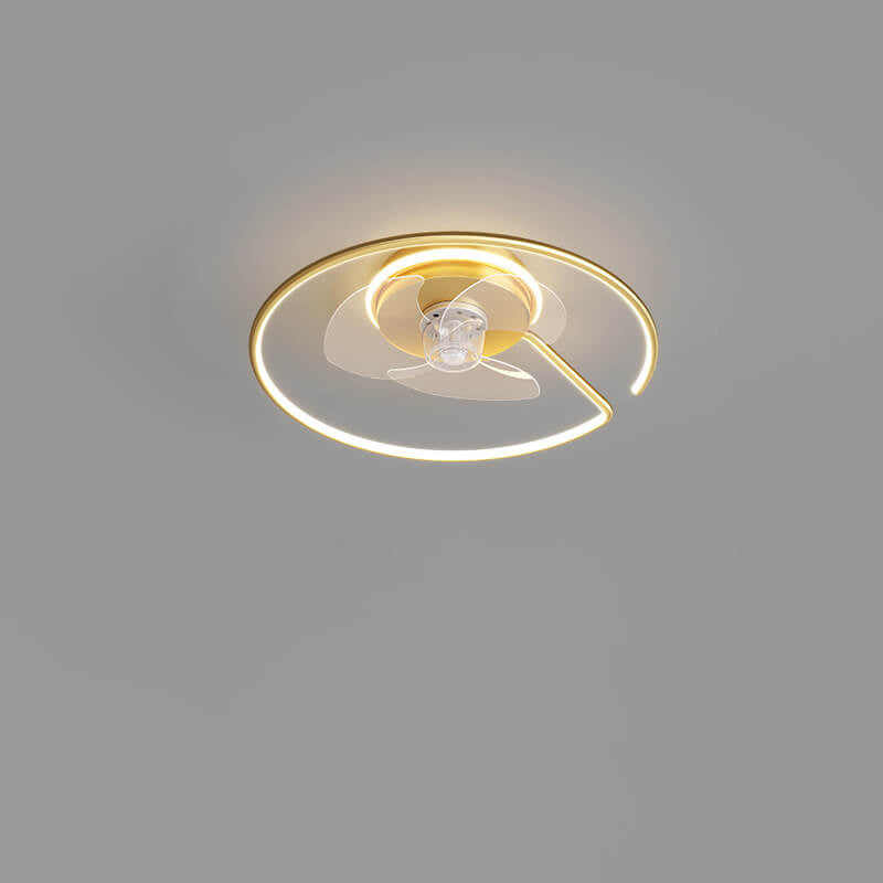 Minimalist Round LED Flush Mount Ceiling Fan Light - Luxury Invisible Design