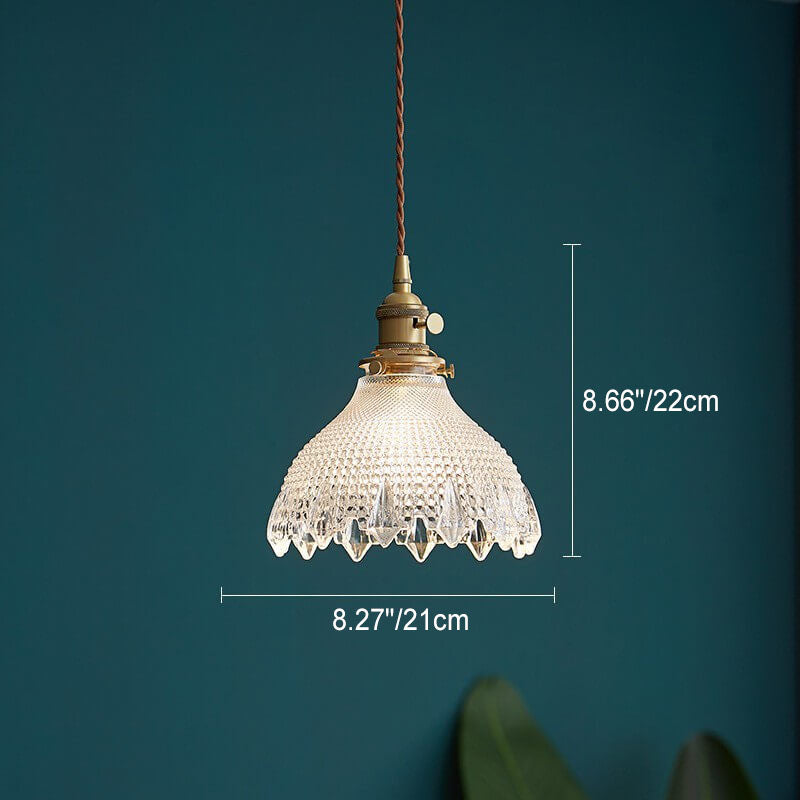 Contemporary Nordic Floral Glass Pendant Light - 1-Light Brass Fixture for Living Room & Bedroom