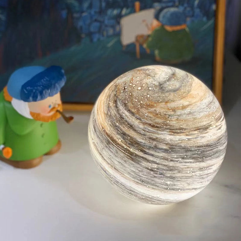 Modern Creative Planet Orb LED Night Light Table Lamp - Stylish RGB Atmosphere Lamp, 3D Decorative Lighting, Home Décor, Unique Gift Ideas, Kids Bedroom, Minimalist Design, Soft Lighting, Rechargeable Mood Light, Decorative Orb Lamp for Living Room, Bedro