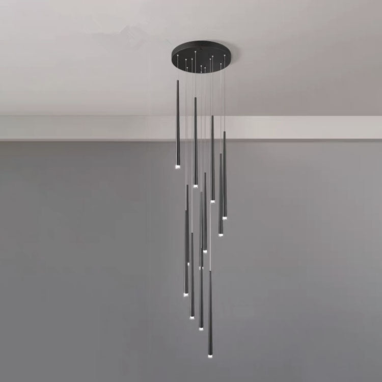 Modern Minimalist Tapered Tube LED Island Chandelier - Iron & Acrylic Design