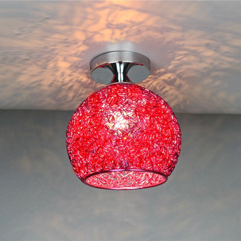 Contemporary Scandinavian Iron Aluminum Weaving Ball Semi-Flush Ceiling Light for Hallway