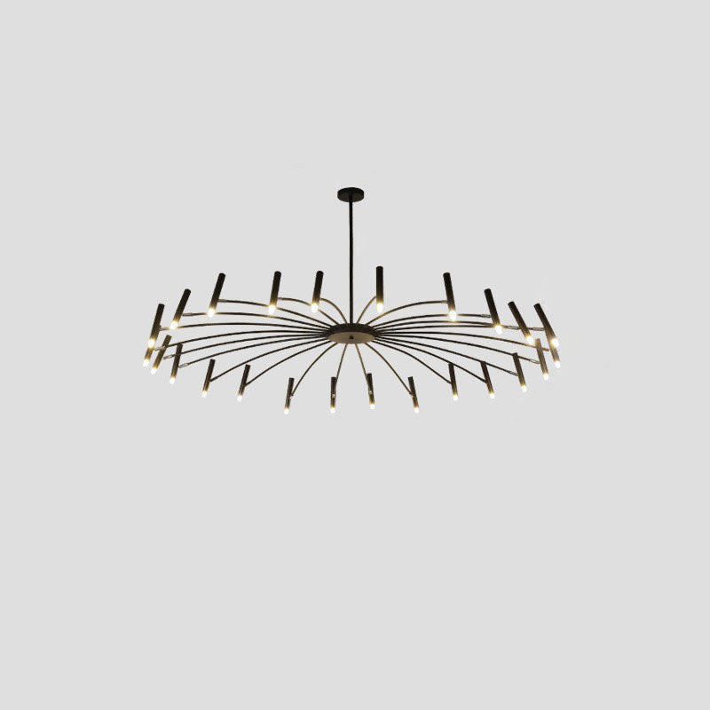 Contemporary Scandinavian Round Radioactive Iron Aluminum Chandelier 12/24 Light for Living Room